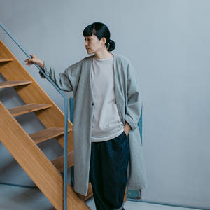 【MUYA】リバリーコート　ノーカラー　グレー　size4