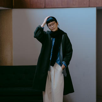 【MUYA】リバリーコート　ノーカラー　カーキ　size2