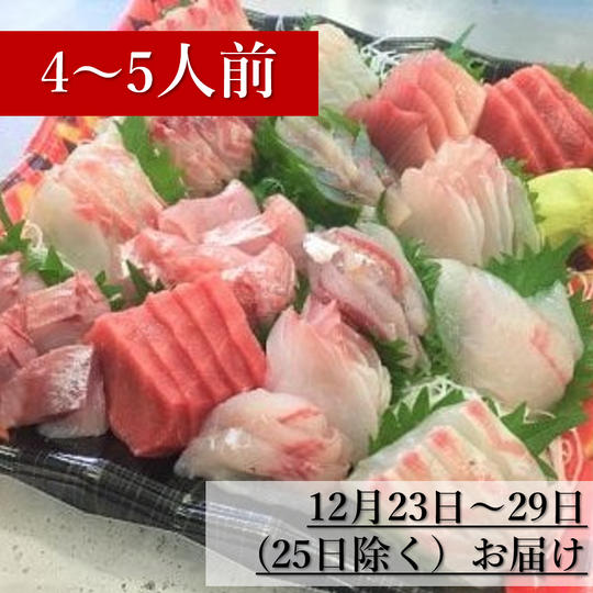 【12月23日～29日(25日除く）お届け】鴨川漁港水揚げ地魚刺身盛り合わせ4～5人前（冷蔵）