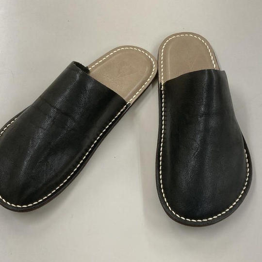 【早割25% OFF】501 栃木レザーサボスリッパ ブラック・27.0cm