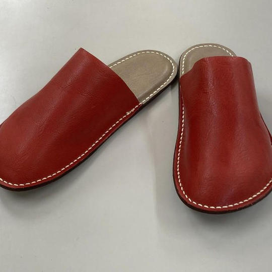 【早割25% OFF】501 栃木レザーサボスリッパ レッド・24.5cm