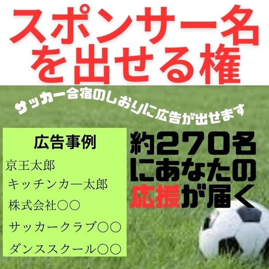 スポンサー名を出せる権（裏表紙）