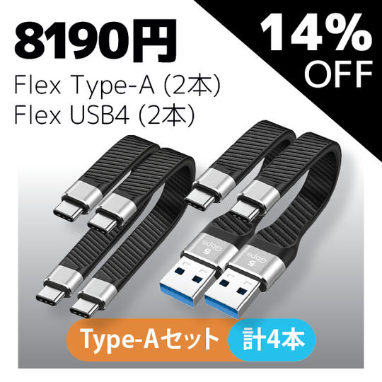 【TypeAセット・14%OFF】Flex USB4 とType-A × 計4本