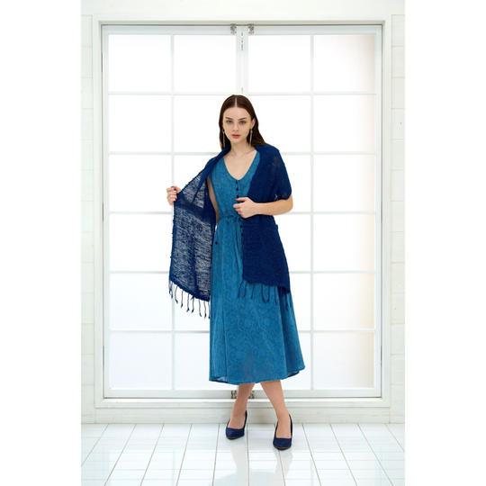 藍染手紬ぎストール