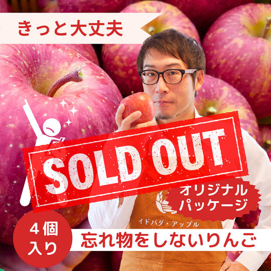 【きっと大丈夫】忘れ物をしないりんご　4個入り【ソフトパッケージ】