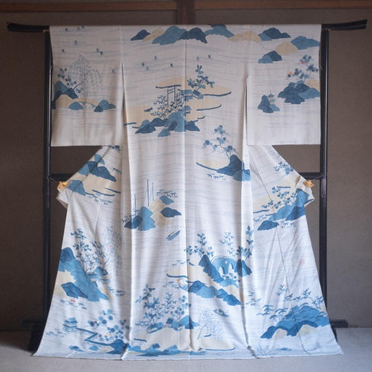 ◉田畑喜八 作 訪問着・海浜風景文