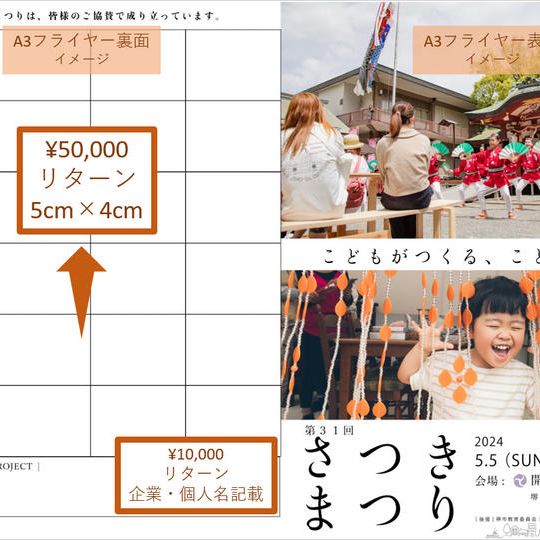 【4/6までの限定リターン】さつきまつりフライヤーに企業ロゴ掲載