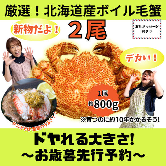 道民も驚く大きさ！北海道産ボイル毛蟹<約800g> 2尾