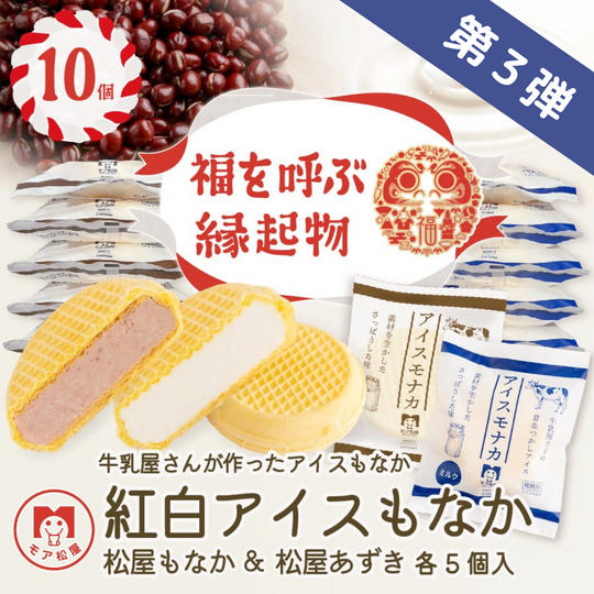 【追加リターン】アイスもなか紅白10個セット【冷凍送料含む】