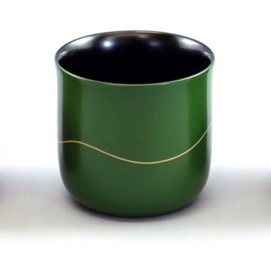 ホットカップ 緑内黒 波線蒔絵 ※通常価格18,700円