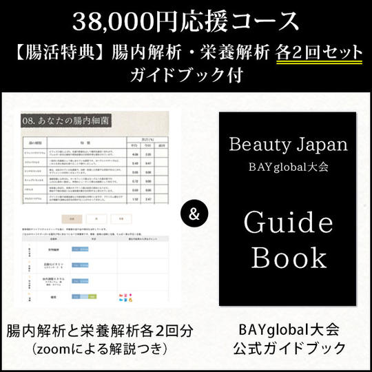 38,000円応援コース◆【腸活特典】腸内解析・栄養解析各２回セット（zoomによる解説つき）＆ガイドブック１冊