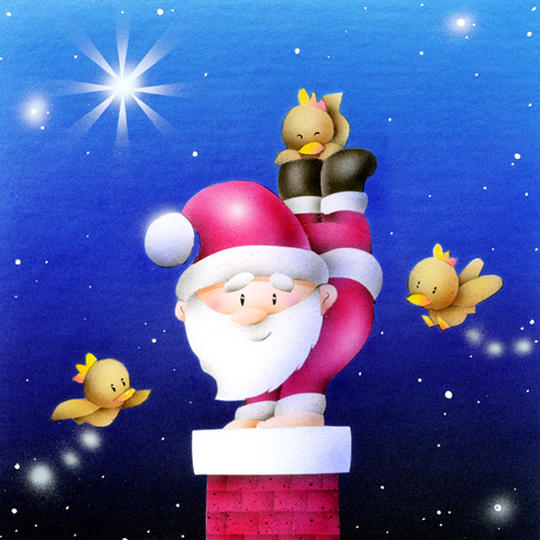 Special Price☆ mini原画『イブの夜にはえんとつの上で逆立ちサンタ』