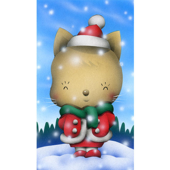 Special Price☆ mini原画『冬ねこちゃん』