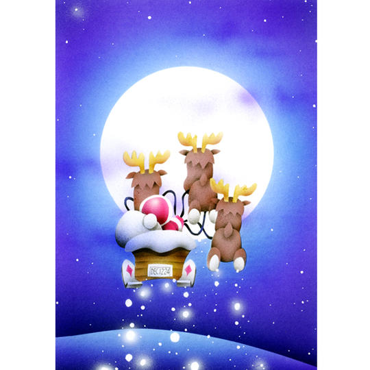 ☆衝撃Price☆ mini原画『満月のイブの夜、サンタさんは出発です』