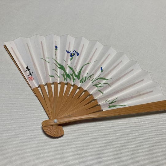 【限定10】扇子（小）　あやめ　花山院春岳画