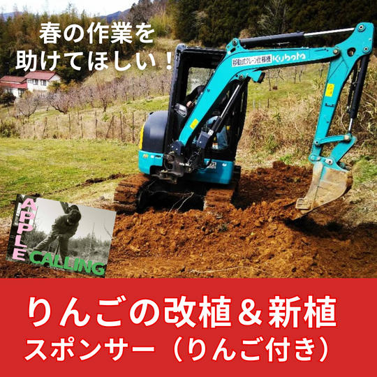 【help！】りんごの改植　バックホー スポンサー【りんご付き】