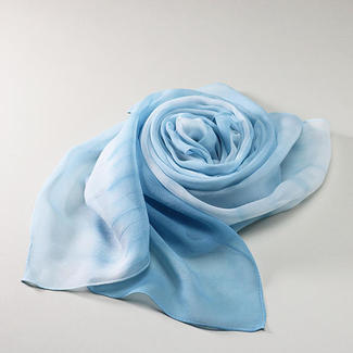 オーロラ染めシルクスカーフ（ブルー）