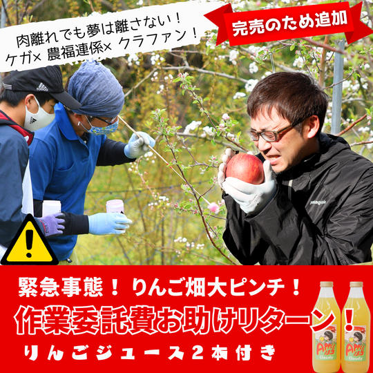 【完売につき追加】緊急事態！肉離れ！作業委託費を助けてほしい！（りんごジュース付き）