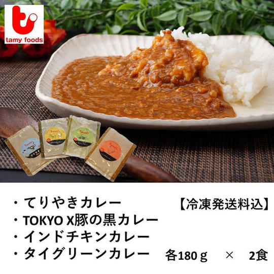 タミーの冷凍カレー4種食べ比べセット（4種×2食 計8食）
