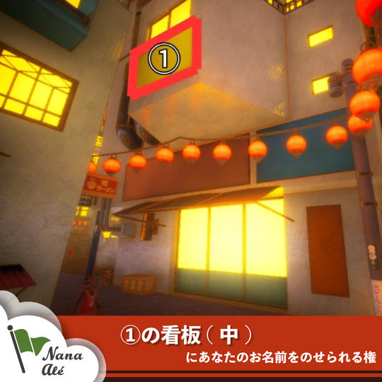 ①の看板(中)にあなたのお名前をのせられる権