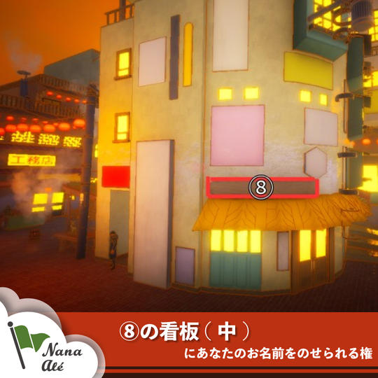 ⑧の看板(中)にあなたのお名前をのせられる権
