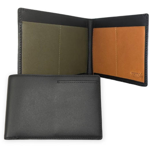 カードをたくさん入れても薄い財布（コンビカラー・ブラック）