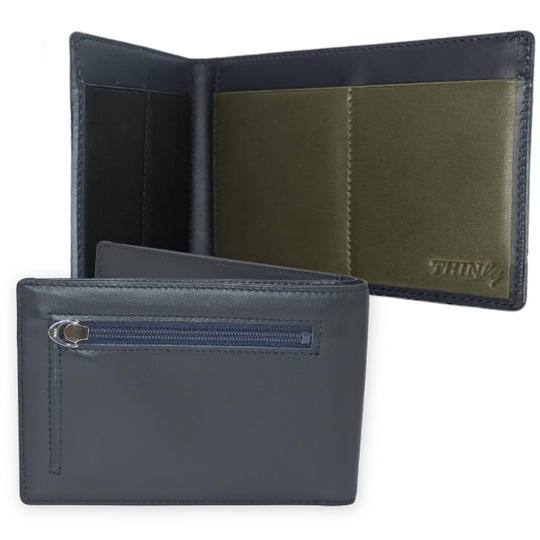 カードをたくさん入れても薄い財布（コンビカラー・ネイビー）
