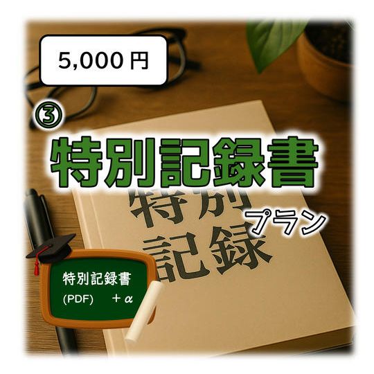 ③ 特別記録書プラン【 特別記録書（PDF）＋ ①、② 】