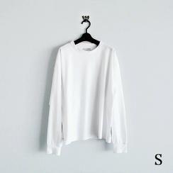【早割】 クルーネック 長袖Tシャツ 13％OFF（S：ホワイト）