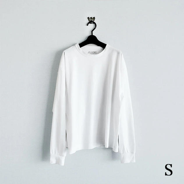 【早割】 クルーネック 長袖Tシャツ 13％OFF（S：ホワイト）