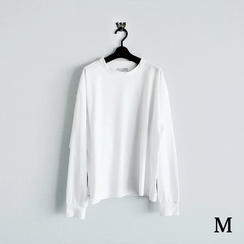 【早割】 クルーネック 長袖Tシャツ 13％OFF（M：ホワイト）