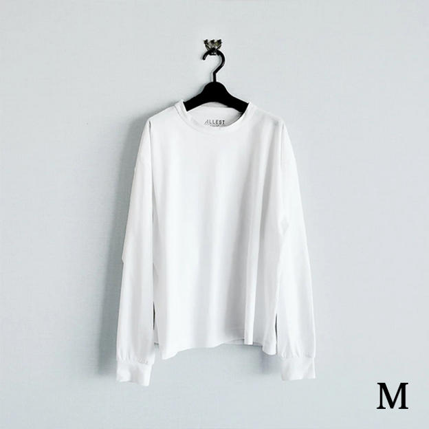 【早割】 クルーネック 長袖Tシャツ 13％OFF（M：ホワイト）