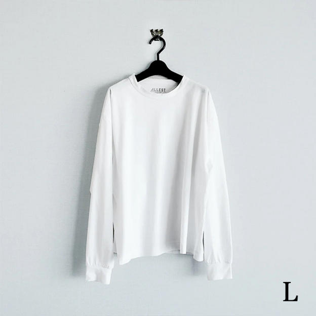 【早割】 クルーネック 長袖Tシャツ 13％OFF（L：ホワイト）