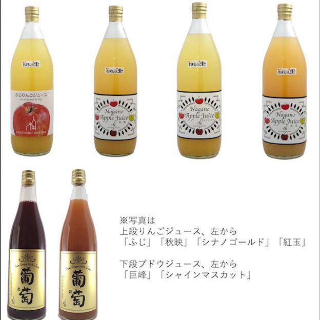 果実ジュースコースＢ：ワイナリーのりんごとブドウのジュースセット