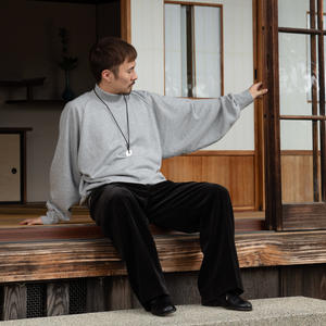 ドルマンスリーブ　モックネックトレーナー　トップグレー　M