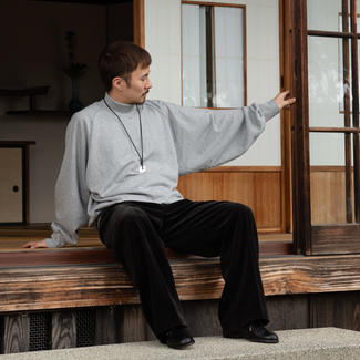 ドルマンスリーブ　モックネックトレーナー　トップグレー　M