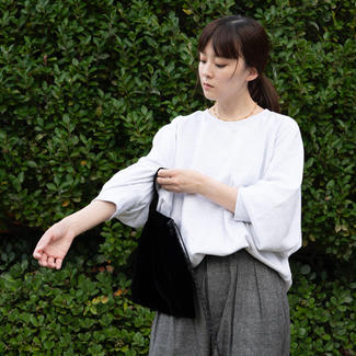 ドルマンスリーブ　クルーネックトレーナー　杢ホワイト　M