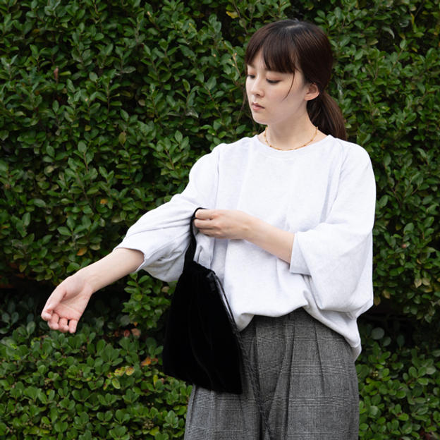 ドルマンスリーブ　クルーネックトレーナー　杢ホワイト　M