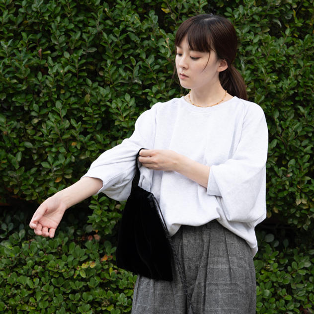 ドルマンスリーブ　クルーネックトレーナー　杢ホワイト　M