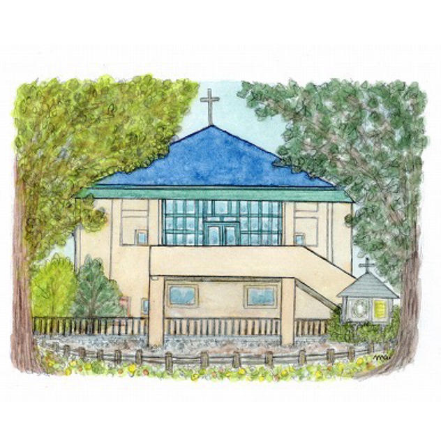 柏木牧子さんの教会堂イラスト入りクリアファイル