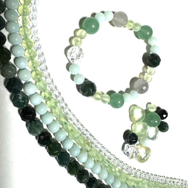 ブレスレット②（天然石／緑系）　御朱印とお礼状