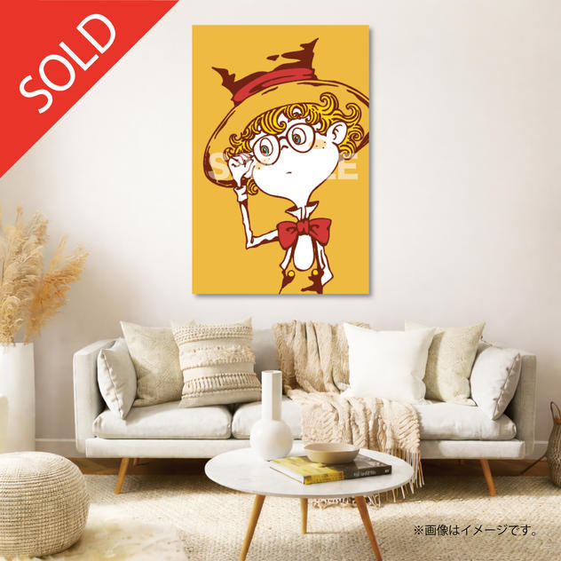 【限定1点】CHIMNEY TOWN アートパネル「めがねルビッチ（橙）」