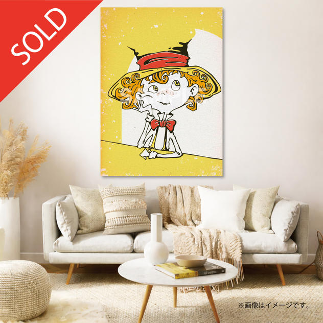 【限定1点】CHIMNEY TOWN アートパネル「考えるルビッチ（黄）」(西野亮廣サイン入り)