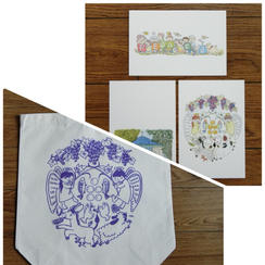 ポストカード3枚組とトートバッグのセット