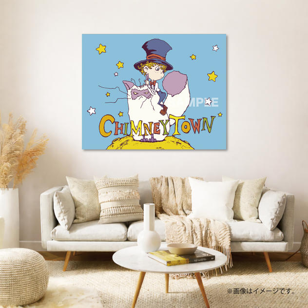 【限定1点】CHIMNEY TOWN アートパネル「モフとルビッチ（青）」