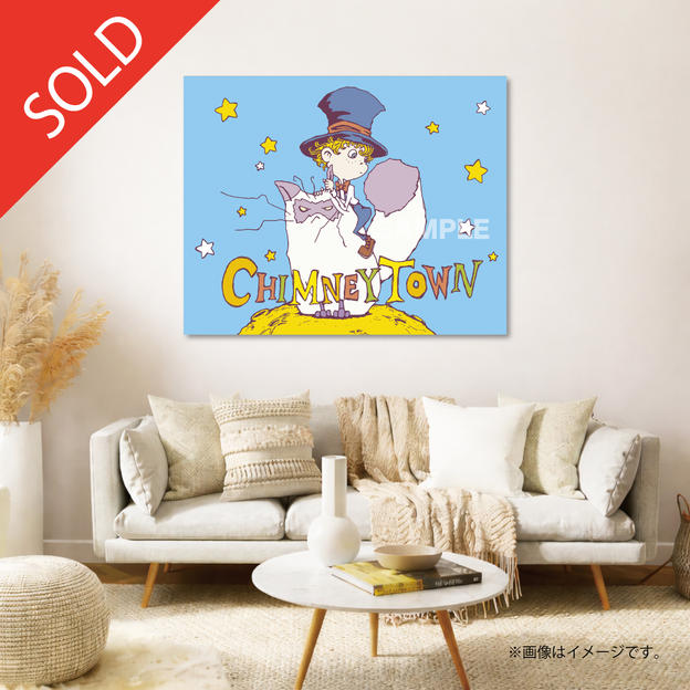 【限定1点】CHIMNEY TOWN アートパネル「モフとルビッチ（青）」