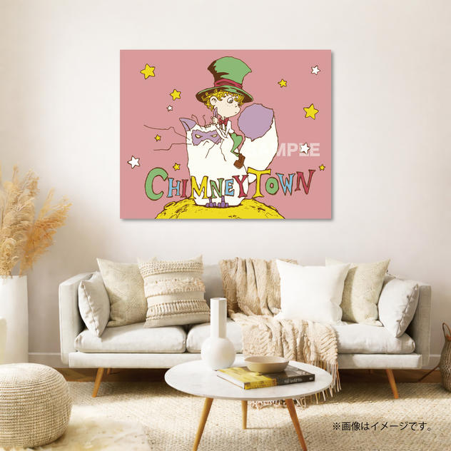 【限定1点】CHIMNEY TOWN アートパネル「モフとルビッチ（桃）」