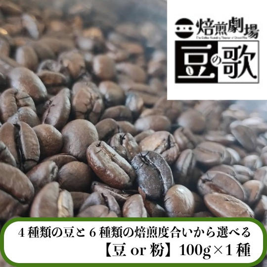 【4種類の豆と6種類の焙煎度合いから選べる】お好きな珈琲豆100g×1種