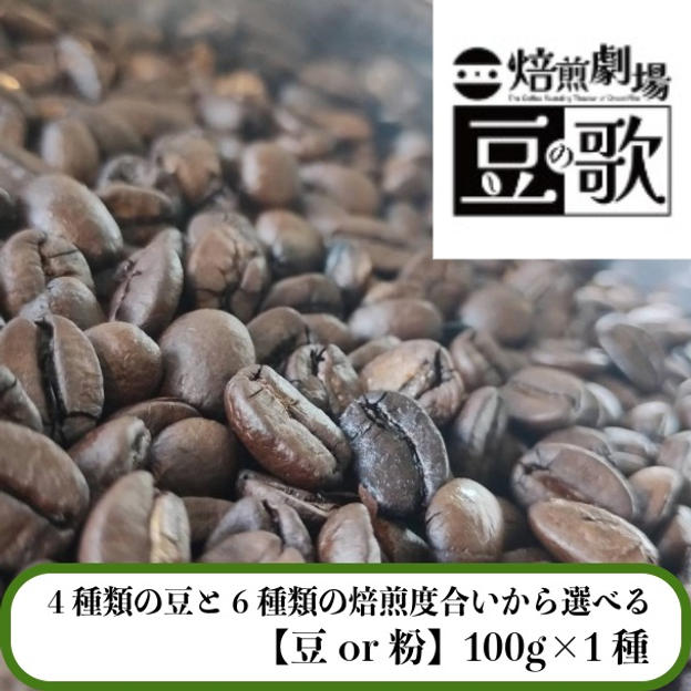 【4種類の豆と6種類の焙煎度合いから選べる】お好きな珈琲豆100g×1種