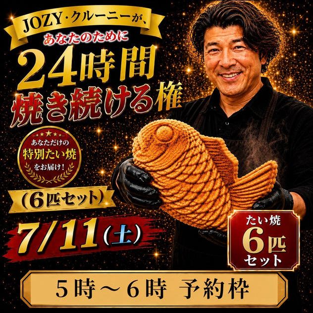 【5:00〜6:00】24時間企画でJOZY・クルーニーが焼き上げた限定たい焼 6匹セット
